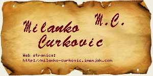 Milanko Ćurković vizit kartica